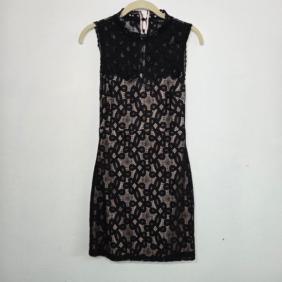 Black Dress With Lace Detail Size Small - Picture 1 of 7